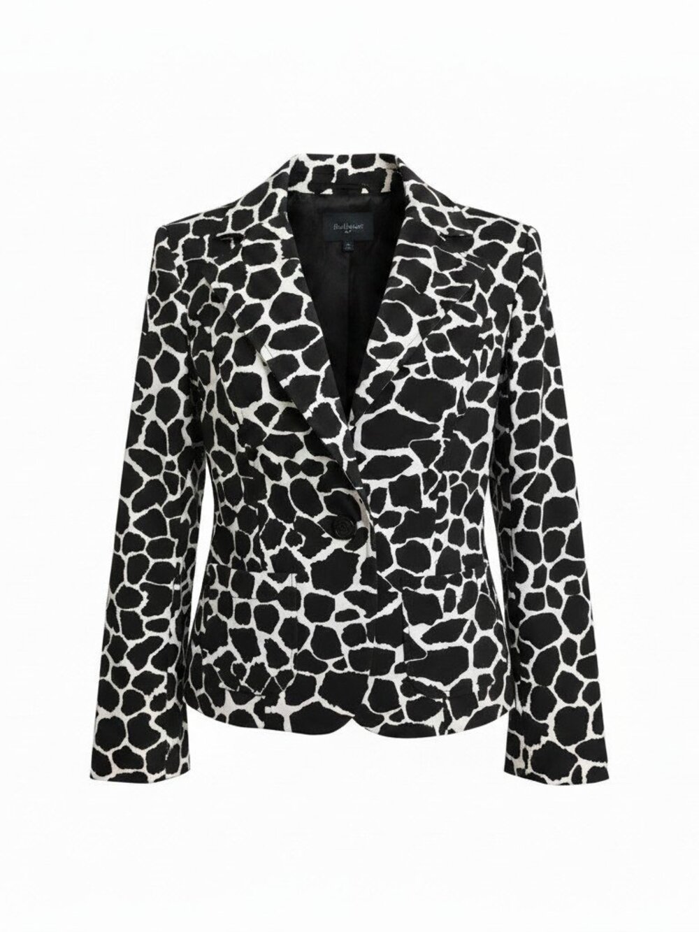 BLACK & WHITE BLAZER JACKET Stretch Tailored Animal Print Fitted